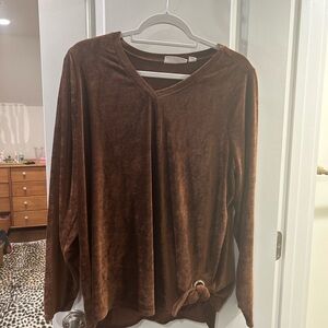 Elegant Brown V-Neck Women's Sweater
